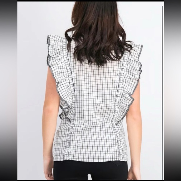 Anthropologie Scotch & Soda Lace Up Neck Ruffle Sleeve Top, White/Navy
Medium - Picture 3 of 12